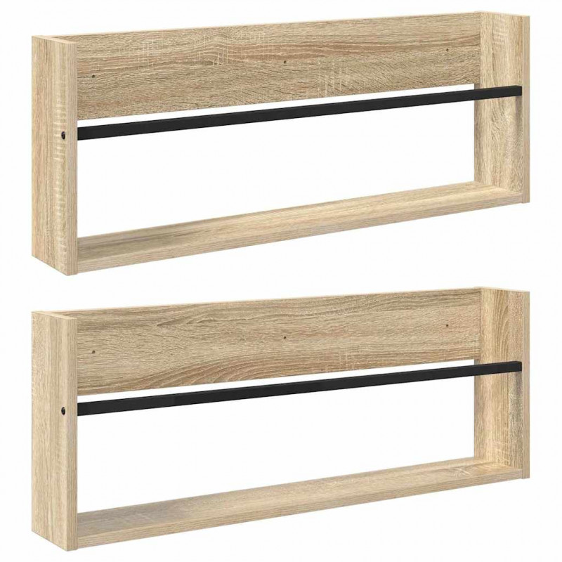 Regał na gazety z półką 2 pcs Dąb Sonoma 80 x 12 x 30 cm