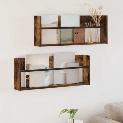 Regał na gazety z półką 2 pcs Dąb wędzony 80 x 12 x 30 cm