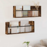 Regał na gazety z półką 2 pcs Dąb wędzony 80 x 12 x 30 cm
