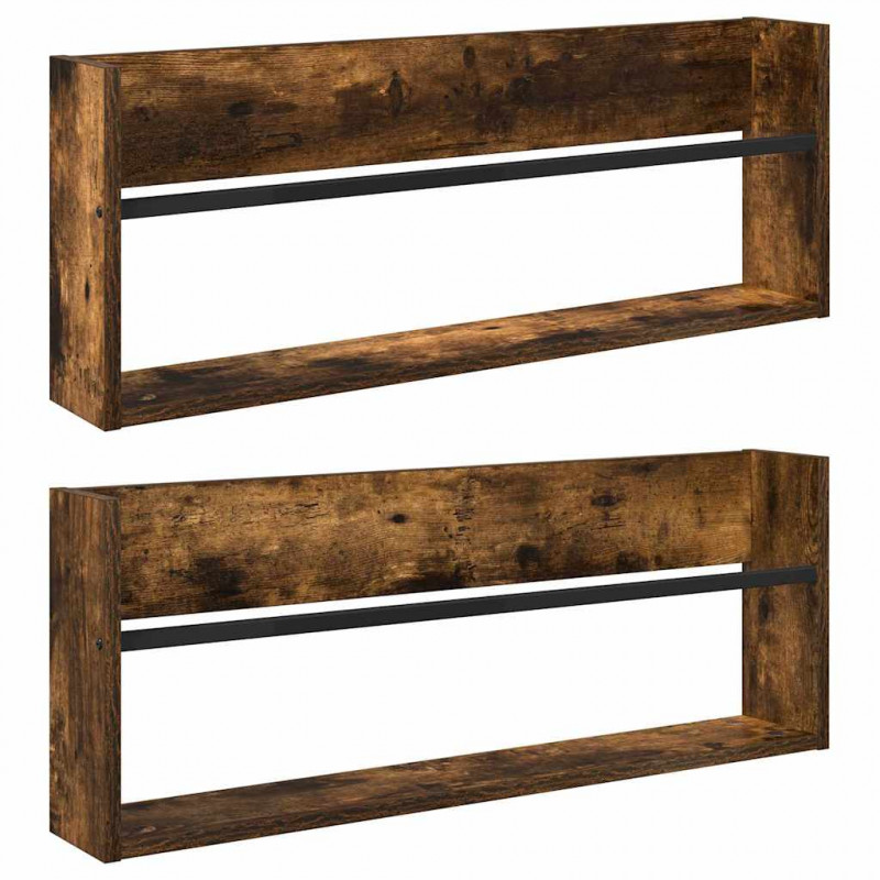 Regał na gazety z półką 2 pcs Dąb wędzony 80 x 12 x 30 cm