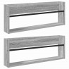 Regał na gazety z półką 2 pcs Szary Sonoma 80 x 12 x 30 cm