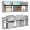 Regał na gazety z półką 2 pcs Szary Sonoma 80 x 12 x 30 cm