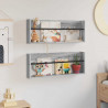 Regał na gazety z półką 2 pcs Szary Sonoma 80 x 12 x 30 cm