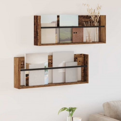 Regał na gazety z półką 2 pcs Stare drewno 80 x 12 x 30 cm