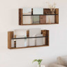 Regał na gazety z półką 2 pcs Stare drewno 80 x 12 x 30 cm