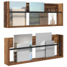 Regał na gazety z półką 2 pcs Stare drewno 80 x 12 x 30 cm