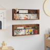 Regał na gazety z półką 2 pcs Stare drewno 80 x 12 x 30 cm