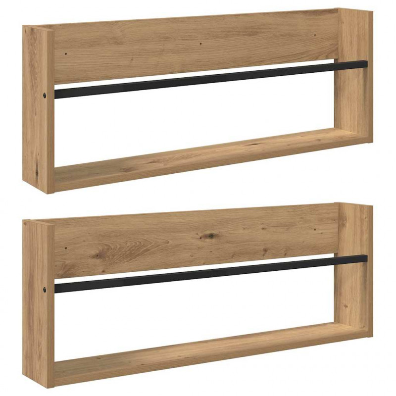 Regał na gazety z półką 2 pcs Dąb rzemieślniczy 80 x 12 x 30 cm