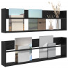 Regał na gazety z półką 2 pcs Czarny Dąb 100 x 12 x 30 cm