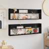 Regał na gazety z półką 2 pcs Czarny Dąb 100 x 12 x 30 cm