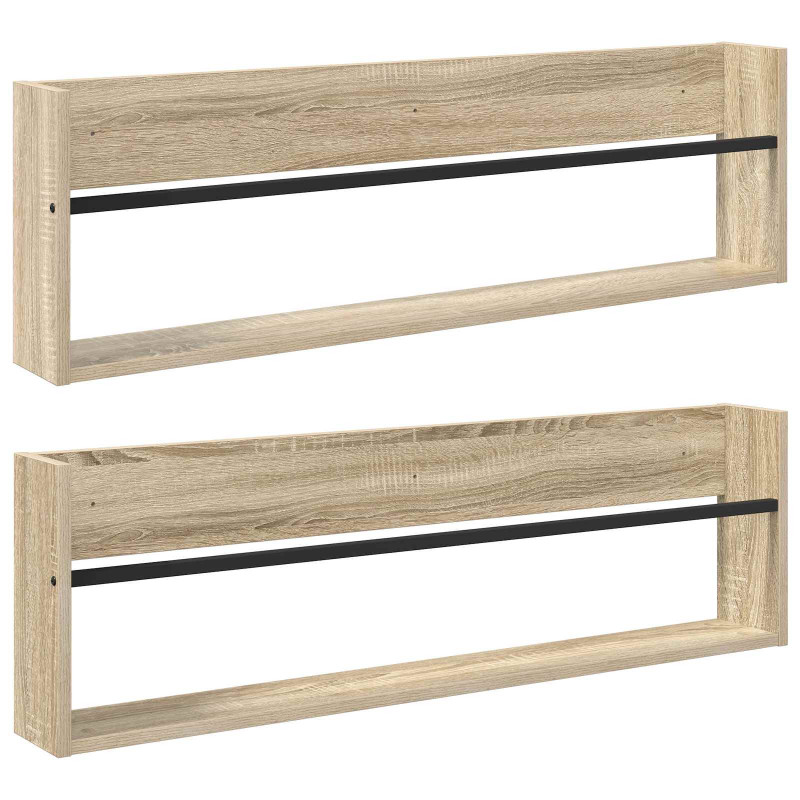 Regał na gazety z półką 2 pcs Dąb Sonoma 100 x 12 x 30 cm