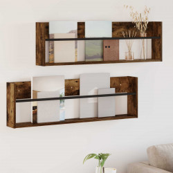 Regał na gazety z półką 2 pcs Dąb wędzony 100 x 12 x 30 cm