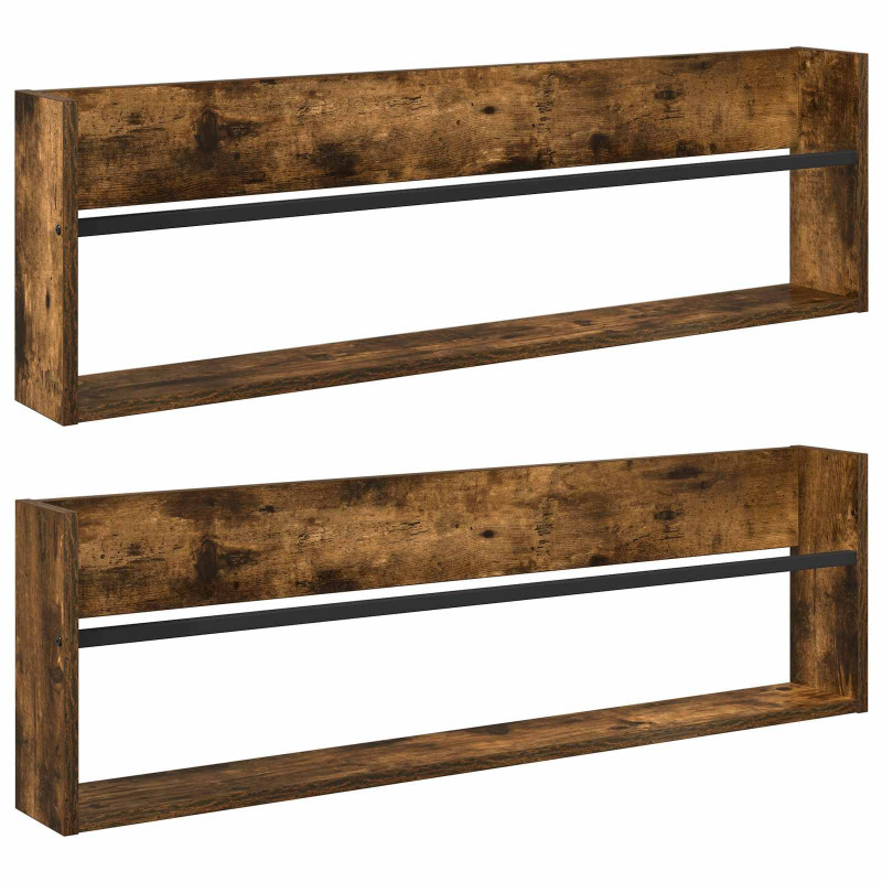 Regał na gazety z półką 2 pcs Dąb wędzony 100 x 12 x 30 cm