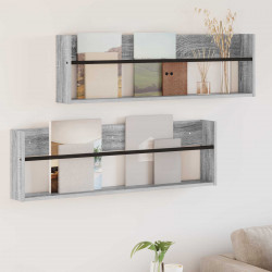 Regał na gazety z półką 2 pcs Szary Sonoma 100 x 12 x 30 cm