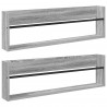 Regał na gazety z półką 2 pcs Szary Sonoma 100 x 12 x 30 cm