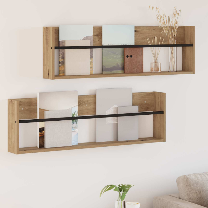 Regał na gazety 2 pcs Dąb rzemieślniczy 100 x 12 x 30 cm