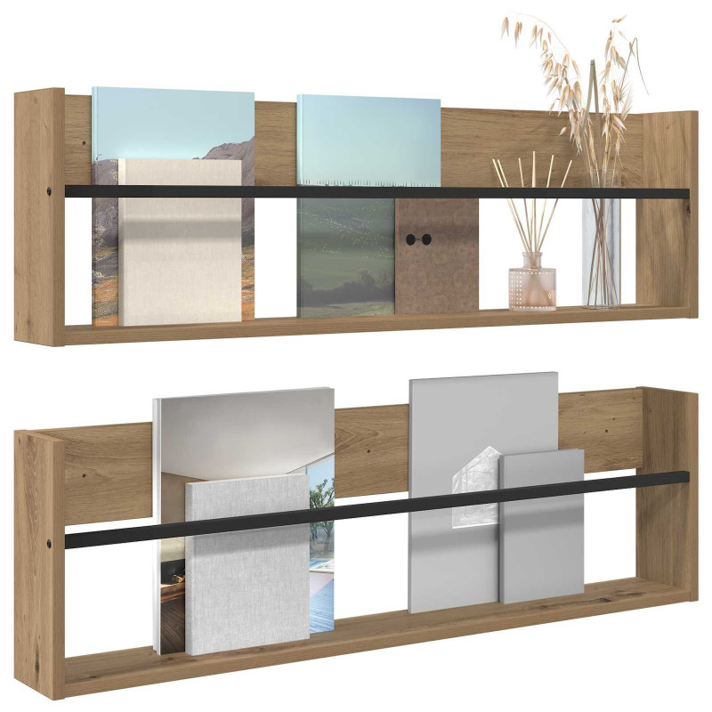 Regał na gazety 2 pcs Dąb rzemieślniczy 100 x 12 x 30 cm