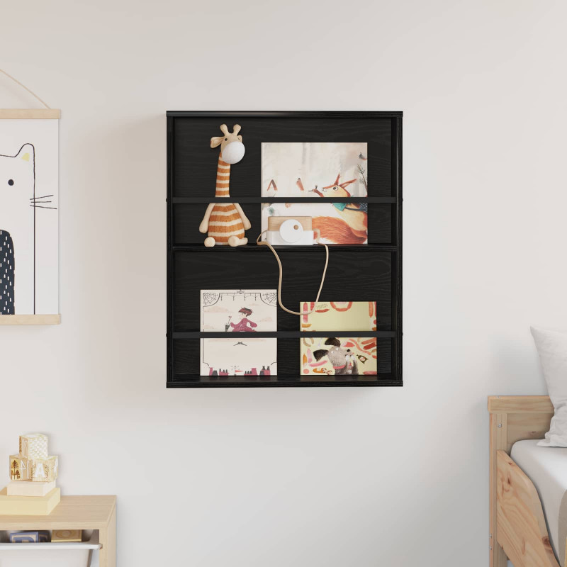 Regał na gazety z półką Czarny Dąb 60 x 12 x 70 cm