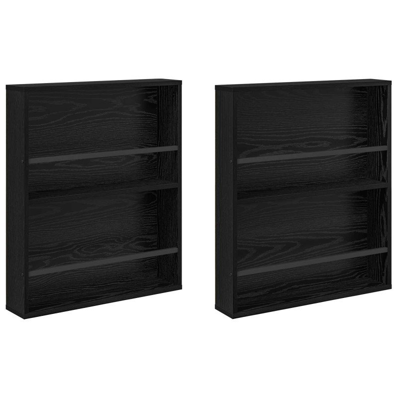 Regał na gazety z półką 2 pcs Czarny Dąb 60 x 12 x 70 cm