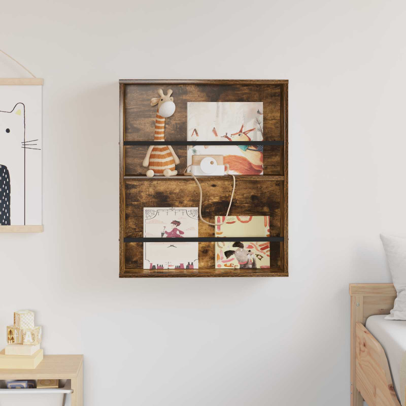 Regał na gazety z półką Dąb wędzony 60 x 12 x 70 cm