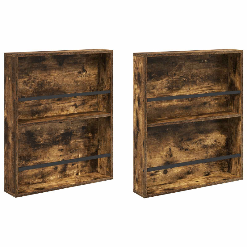 Regał na gazety z półką 2 pcs Dąb wędzony 60 x 12 x 70 cm
