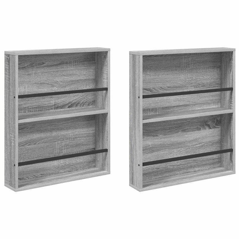 Regał na gazety z półką 2 pcs Szary Sonoma 60 x 12 x 70 cm