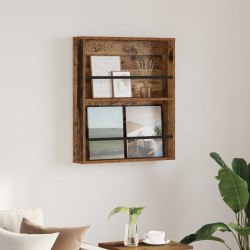 Regał na gazety z półką Stare drewno 60 x 12 x 70 cm