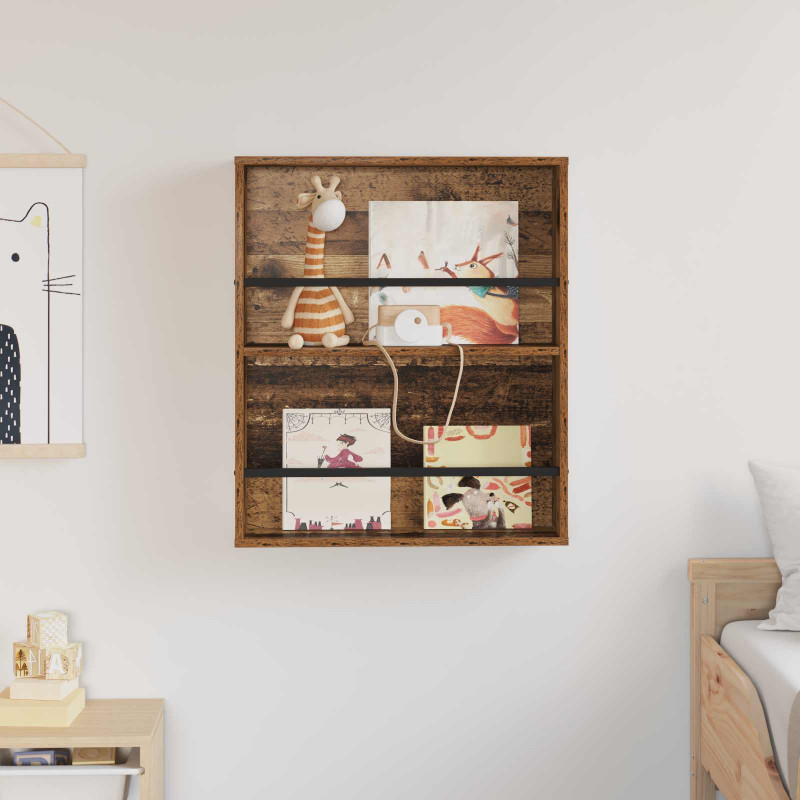 Regał na gazety z półką Stare drewno 60 x 12 x 70 cm