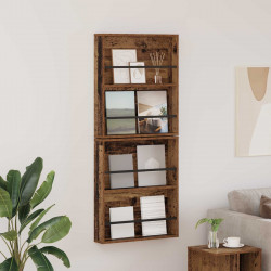 Regał na gazety z półką 2 pcs Stare drewno 60 x 12 x 70 cm
