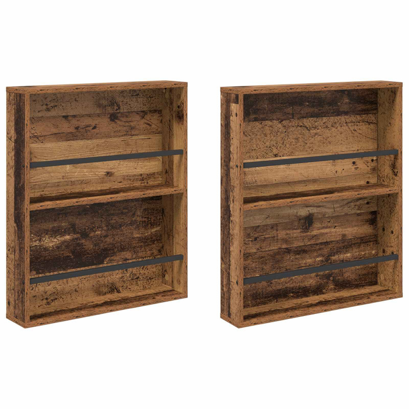 Regał na gazety z półką 2 pcs Stare drewno 60 x 12 x 70 cm