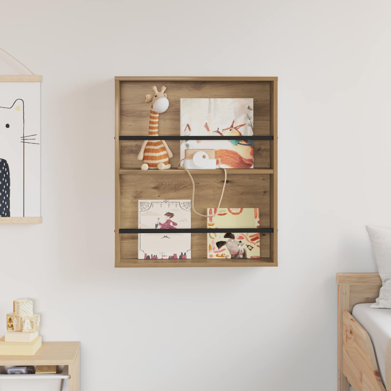 Regał na gazety z półką Dąb rzemieślniczy 60 x 12 x 70 cm