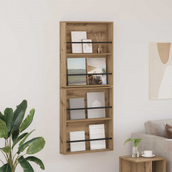 Regał na gazety z półką 2 pcs Dąb rzemieślniczy 60 x 12 x 70 cm