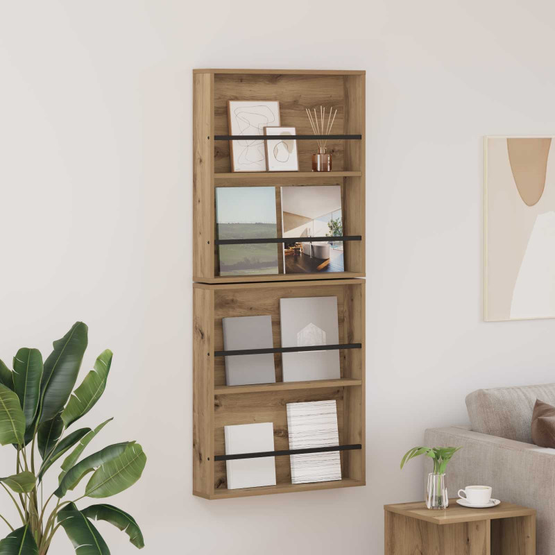 Regał na gazety z półką 2 pcs Dąb rzemieślniczy 60 x 12 x 70 cm