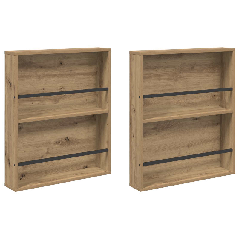 Regał na gazety z półką 2 pcs Dąb rzemieślniczy 60 x 12 x 70 cm