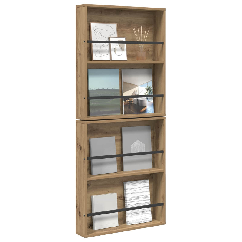 Regał na gazety z półką 2 pcs Dąb rzemieślniczy 60 x 12 x 70 cm