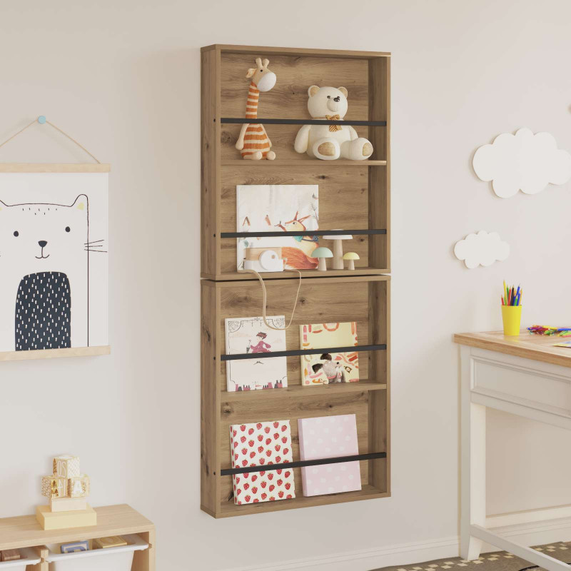 Regał na gazety z półką 2 pcs Dąb rzemieślniczy 60 x 12 x 70 cm