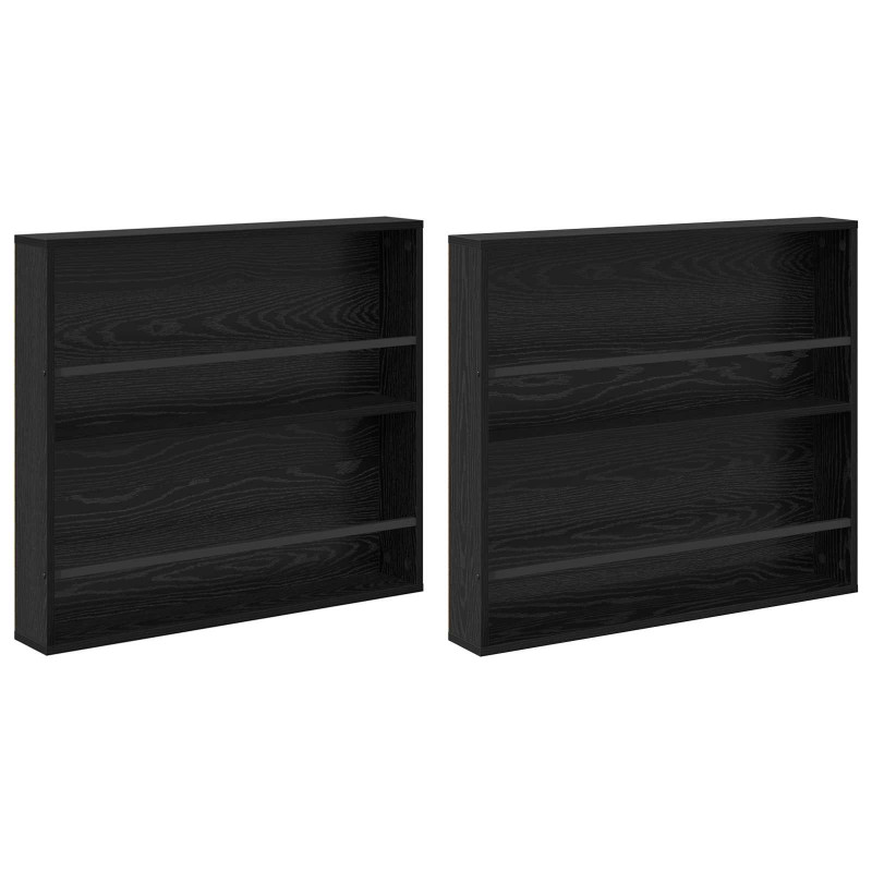 Regał na gazety z półką 2 pcs Czarny Dąb 80 x 12 x 70 cm