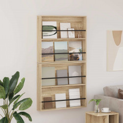 Regał na gazety z półką 2 pcs Dąb Sonoma 80 x 12 x 70 cm