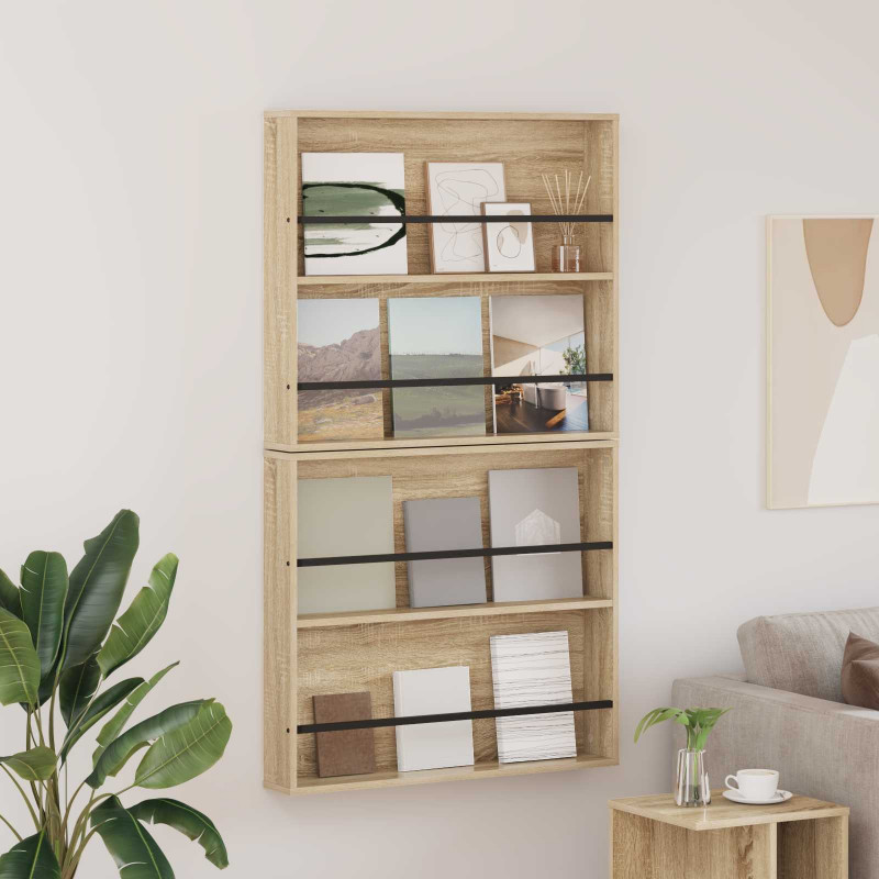 Regał na gazety z półką 2 pcs Dąb Sonoma 80 x 12 x 70 cm