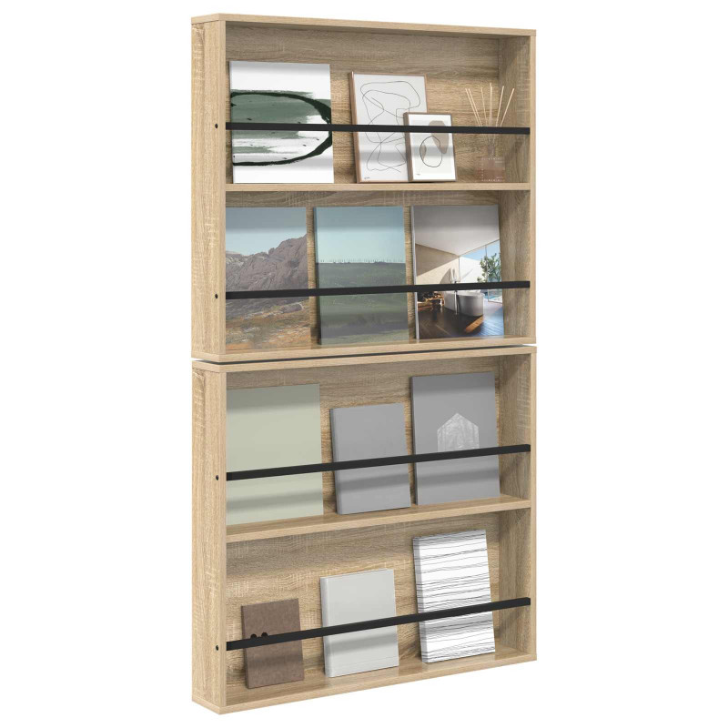 Regał na gazety z półką 2 pcs Dąb Sonoma 80 x 12 x 70 cm