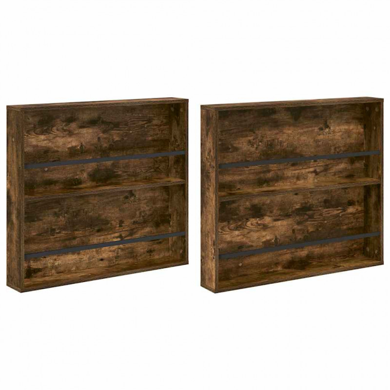 Regał na gazety z półką 2 pcs Dąb wędzony 80 x 12 x 70 cm