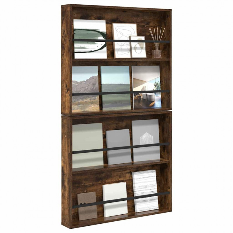 Regał na gazety z półką 2 pcs Dąb wędzony 80 x 12 x 70 cm