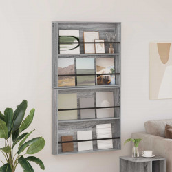 Regał na gazety z półką 2 pcs Szary Sonoma 80 x 12 x 70 cm