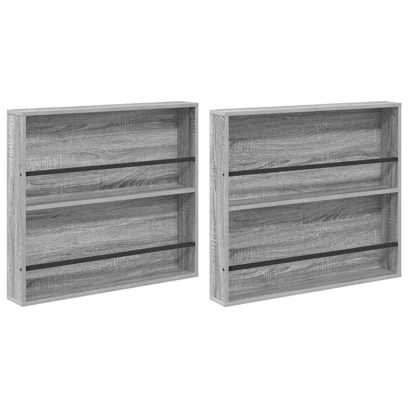 Regał na gazety z półką 2 pcs Szary Sonoma 80 x 12 x 70 cm