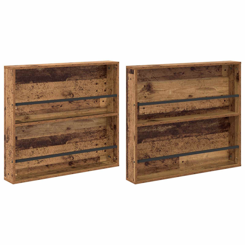 Regał na gazety z półką 2 pcs Stare drewno 80 x 12 x 70 cm
