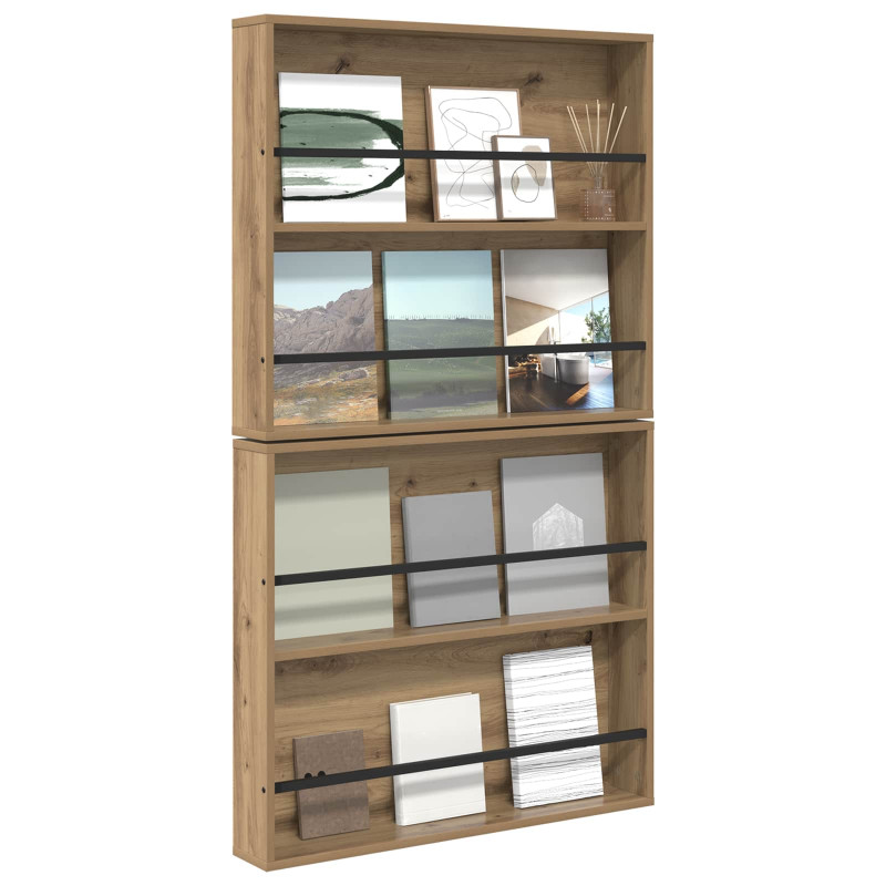 Regał na gazety z półką 2 pcs Dąb rzemieślniczy 80 x 12 x 70 cm