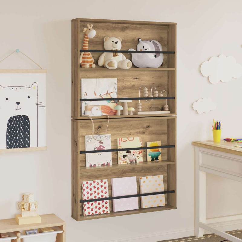 Regał na gazety z półką 2 pcs Dąb rzemieślniczy 80 x 12 x 70 cm