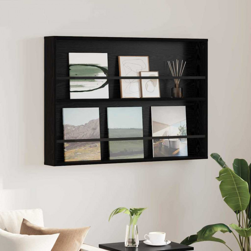 Regał na gazety z półką Czarny Dąb 100 x 12 x 70 cm