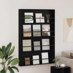 Regał na gazety z półką 2 pcs Czarny Dąb 100 x 12 x 70 cm