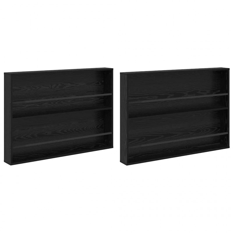 Regał na gazety z półką 2 pcs Czarny Dąb 100 x 12 x 70 cm